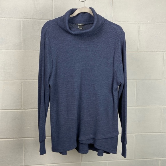 Eddie Bauer Women's Waffle Knit Turtleneck XLARGE Blue Cotton Blend Warm Comfy‎ - Picture 1 of 7